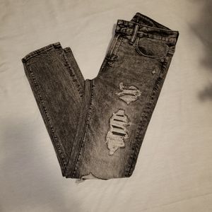 Mens American eagle grey ripped skinny jeans 30×32